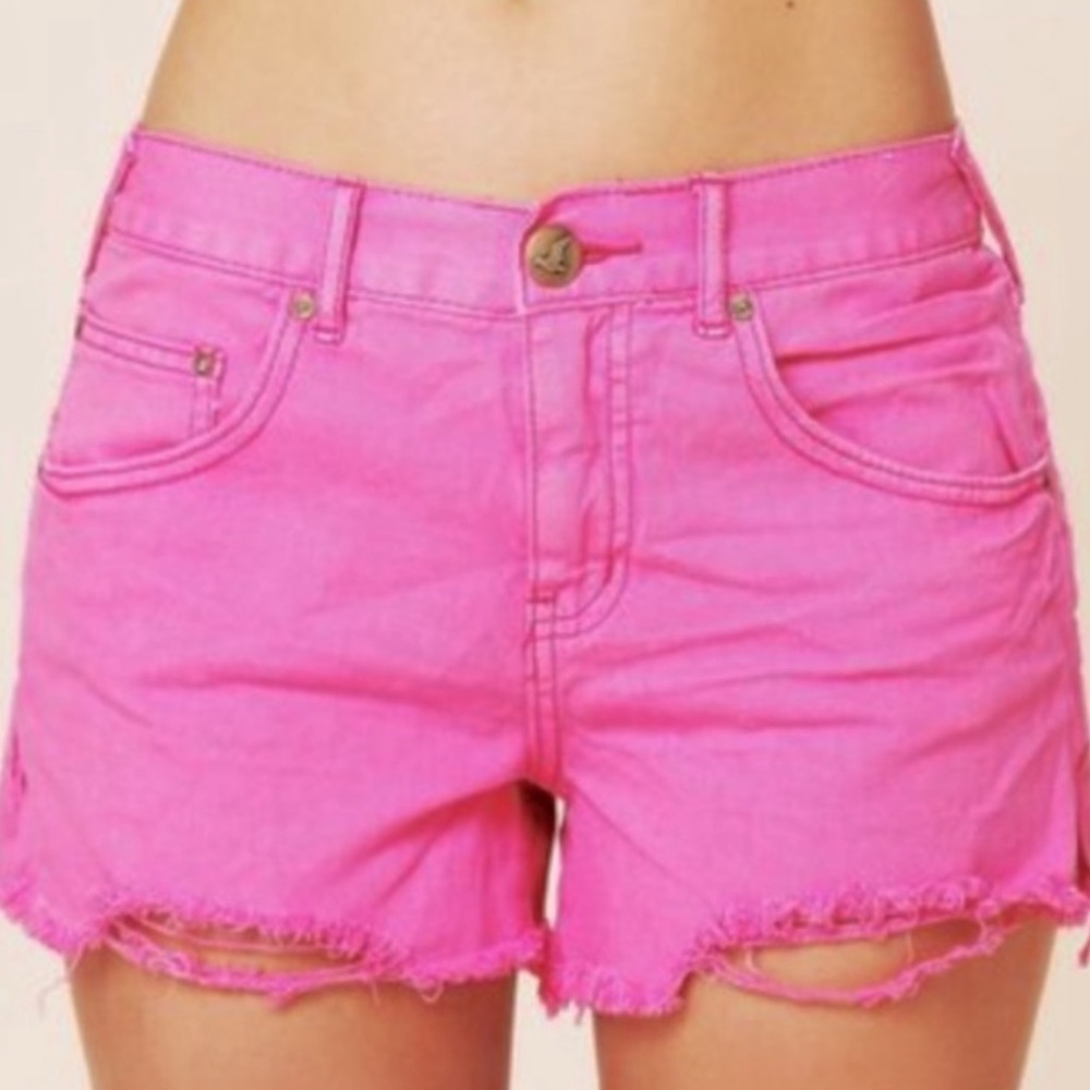 Free People Pink denim shorts